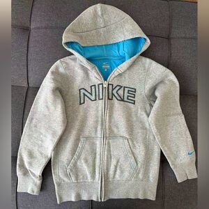 Nike Light Gray Hoodie with Blue Lining
